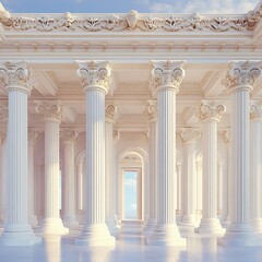 Fototapeta premium Classical greek columns architecture beautiful arched hallway stunning scene picture