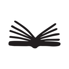 Doodle book icon handdrawn with ink pen. Knowledge and education symbol painted in grunge freehand style. PNG isolated on transparent background and vector illustration