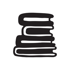 Doodle pile of books icon. Hand drawn book, journal or notebook symbol. PNG isolated on transparent background and vector illustration