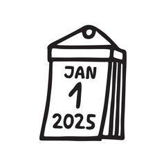 Doodle calendar schedule icon or logo, hand drawn with thin black line. PNG isolated on transparent background and vector illustration