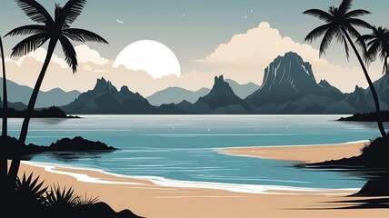 Fototapeta premium beach with palm trees