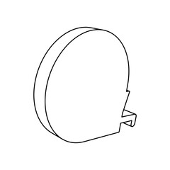 Obraz premium The outline of a large tape measure symbol is made with black lines. 3D view of the object in perspective. Vector illustration on white background
