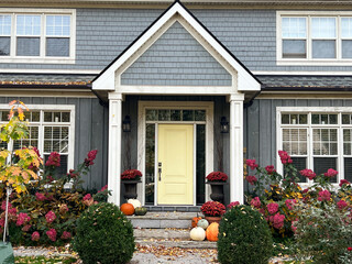 Fall and autumn exterior landscaping garden and home decor.