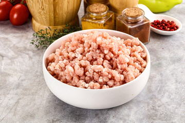 Homemade Raw pork minced meat