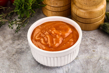 Tasty burger sauce in the bowl