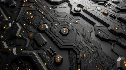 Fototapeta premium Sci Fi Wall Lines Paterns Simple for a Video Game Decal Texture, White on Black Background․
