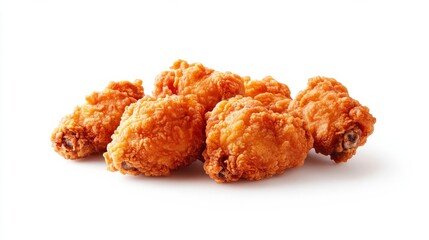 Golden fried chicken wing, food element, photorealistic, crispy and crunchy, isolated on white background