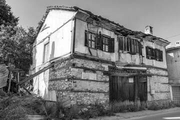 historic architecture in the old village, travel on Bulgaria. Ancient building in medieval style