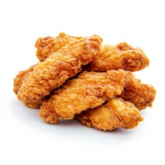 Southern fried chicken tenders, food element, realistic 3D, crispy golden texture, isolated on white background