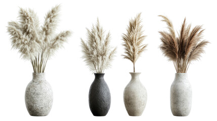 Decorative Pampas Grasses in Stylish Vases for Interior Design Ideas Generative AI