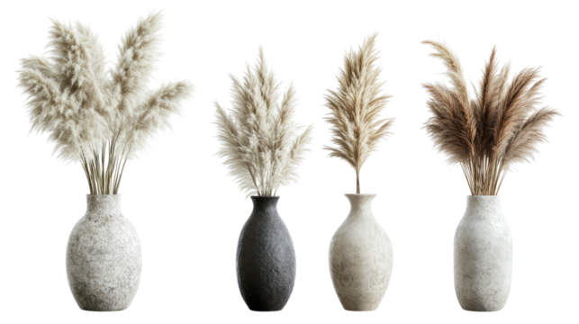 Decorative Pampas Grasses in Stylish Vases for Interior Design Ideas Generative AI