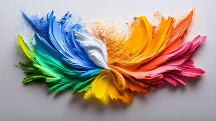 Vibrant colors blend harmoniously in stunning display of powder and paint, creating dynamic and artistic composition. smooth application of color evokes sense of creativity and joy