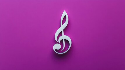 A music note on a vibrant purple background
