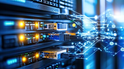 Fototapeta premium Inside a Server Hardware Setup with Advanced Features