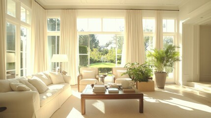 Bright and Airy Living Room with Garden View