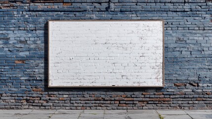 Outdoor mural street poster mockup on solid brick wall, isolated view