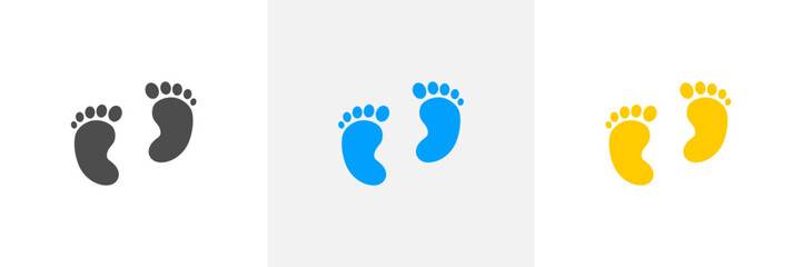 Baby footprint flat icon Vector stock illustration for poster