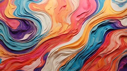 Obraz premium Abstract Colorful Paper Art with Swirling Waves and Vibrant Hues