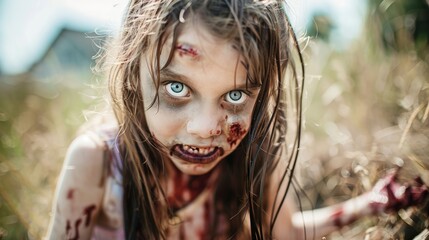 Zombie Costume Essentials for Kids, playful and spooky accessories including tattered fabric, fake wounds, and eerie masks, perfect for Halloween or dress-up fun.