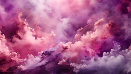 Fototapeta premium Abstract Watercolor Painting of Swirling Pink and Purple Clouds with Wispy White Accents