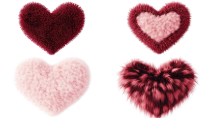 Soft Plush Hearts in Assorted Pink and Red Shades With Fluffy Texture Generative AI