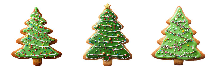Set of gingerbread cookie isolated on transparent background (3)