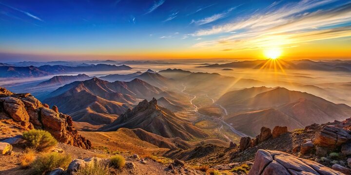 Scenic sunrise view from mountain top in Kaz Mountains