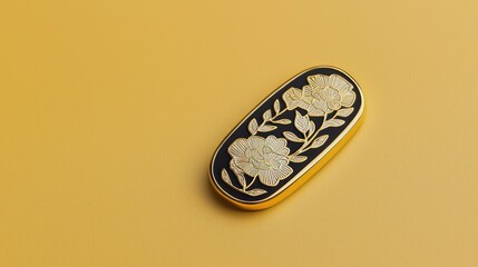 Soft enamel pin mockup on solid background