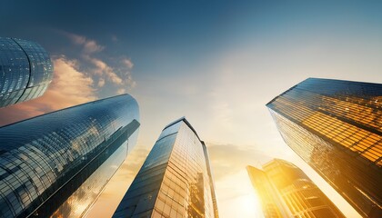 Naklejka premium urban skylines modern office buildings skyscraper blue and yellow colors real state