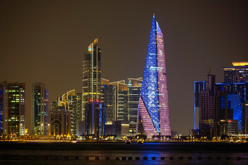Panoramic Doha Skyline west Bay Doha Qatar