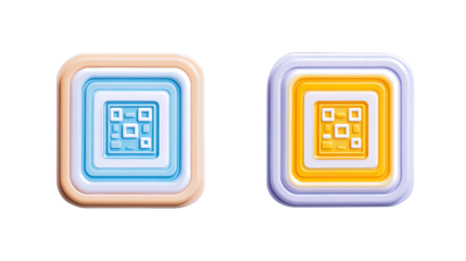 Set of Colorful Qr Codes Isolated on a Transparent Background Generative AI
