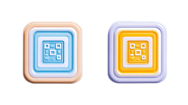 Set of Colorful Qr Codes Isolated on a Transparent Background Generative AI