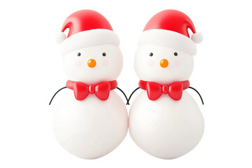 A cheerful snowman with a red hat, black buttons, and twig arms isolated on white background. Concept of winter fun.