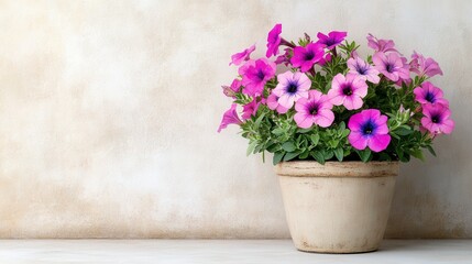 Obraz premium Vintage Pot with Blooming Petunia Flowers