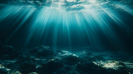 Obraz premium underwater scene with rays of light and rays