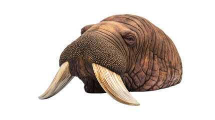 Obraz premium Walrus head close-up with tusks.