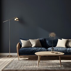 Modern Interior of Stylish Living Room ,Wall Mock Up, Frame , Poster with Beautiful Background, 3d render
