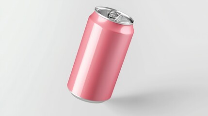 Slim soda can beverage packaging mockup, floating over a solid background