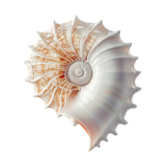 Fototapeta premium Seahell with a spiral pattern isolated over transparent background, PNG cut-out