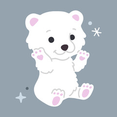 Vector illustration cute doodle baby polar cub for digital stamp,greeting card,sticker,icon,design