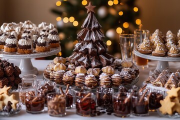 Festive dessert buffet with gingerbread and cinnamon stars