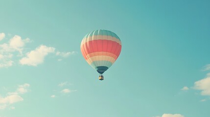 Fototapeta premium A colorful hot air balloon floating in a clear blue sky