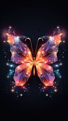Glowing butterfly on black
