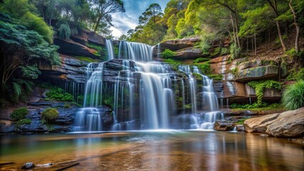 Fototapeta premium Scenic view of a small waterfall in the Blue Mountains