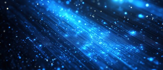 Fototapeta premium A vibrant abstract background featuring blue light streaks and glowing particles.