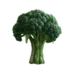 A fresh, green broccoli with water droplets on its surface. isolated on transparent background