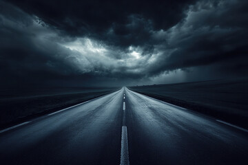 Fototapeta premium Atmospheric Highway with Moody Storm Clouds on the Horizon