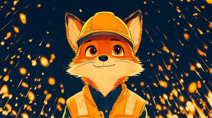 Cute animal builders in overalls and helmets, using tools at a construction site, perfect for fun and lighthearted stock visuals.