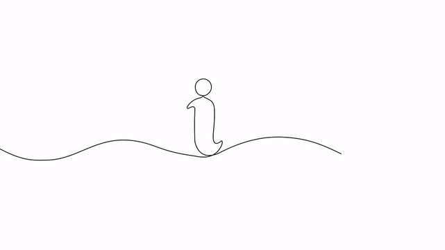 Video. Information symbol with one continuous line. One editable help desk line. Information line icon. Help desk icon, help .Animation on white background 4K.