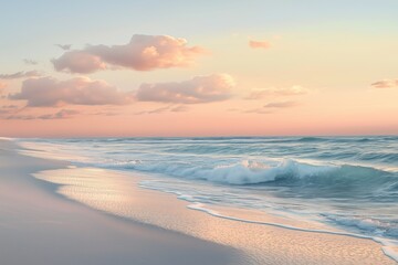 Fototapeta premium Sunrise at the beach with soft waves